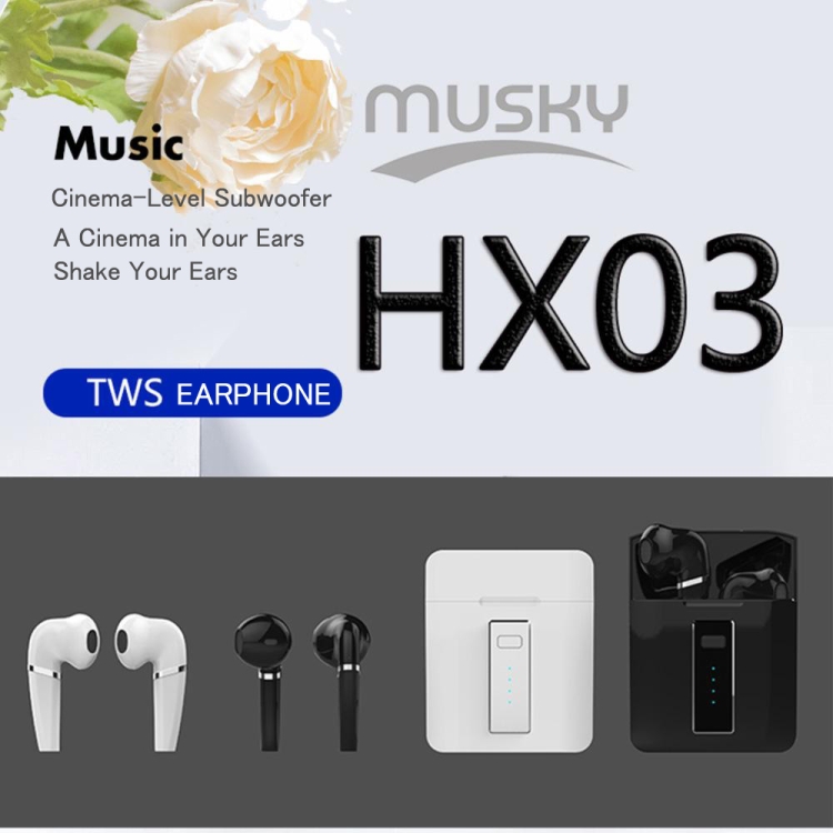 HX-03 Bluetooth5.0 Touch Control Earbud Hifi Sound Quality Clear Durable TWS Wireless Bluetooth Earphone(White) HX-03 Bluetooth5.0 Touch Control Earbud Hifi Sound Quality Clear Durable TWS Wireless Bluetooth Earphone(White)