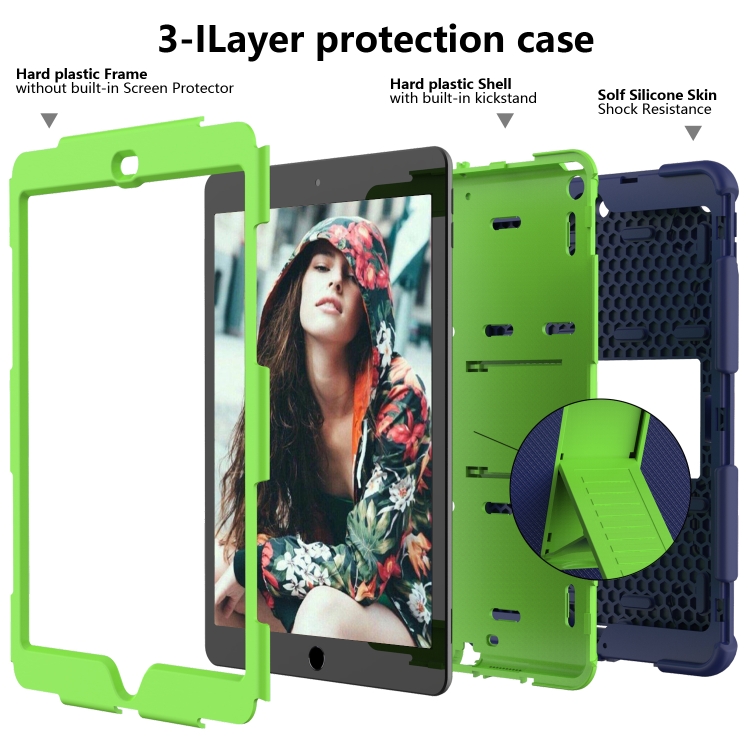 For iPad 10.2 Shockproof Two-Color Silicone Protection Case with Holder & Pen Slot(Dark Blue+Green) For iPad 10.2 Shockproof Two-Color Silicone Protection Case with Holder & Pen Slot(Dark Blue+Green)
