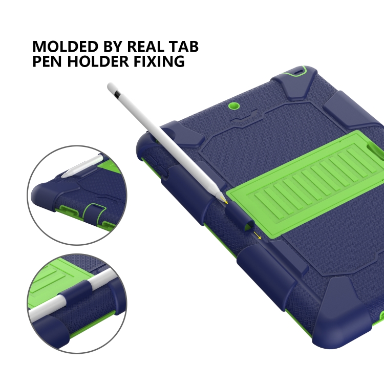 For iPad 10.2 Shockproof Two-Color Silicone Protection Case with Holder & Pen Slot(Dark Blue+Green) For iPad 10.2 Shockproof Two-Color Silicone Protection Case with Holder & Pen Slot(Dark Blue+Green)