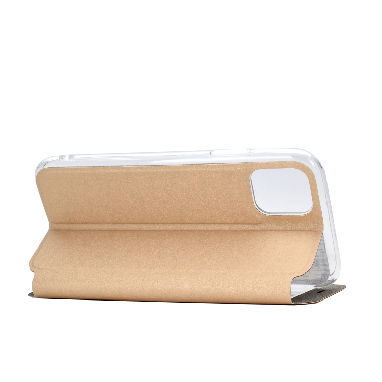 For iPhone 11 Matte Texture Horizontal Flip Bracket Mobile Phone Holster Window with Caller ID and Metal Button Slide To Unlock(Rose Gold) For iPhone 11 Matte Texture Horizontal Flip Bracket Mobile Phone Holster Window with Caller ID and Metal Button Slide To Unlock(Rose Gold)