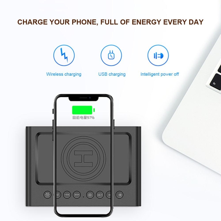 AEC BT508 Wireless Charging Bluetooth Speaker LED Alarm Clock Power Bank Three-In-One Speaker AEC BT508 Wireless Charging Bluetooth Speaker LED Alarm Clock Power Bank Three-In-One Speaker