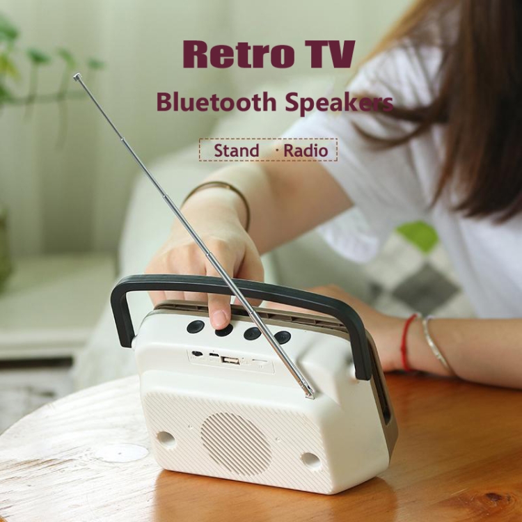 TV300 5W Retro TV Model Wireless Bluetooth Speaker with Holder, Support TF/USB/AUX/FM(Sky Blue) TV300 5W Retro TV Model Wireless Bluetooth Speaker with Holder, Support TF/USB/AUX/FM(Sky Blue)