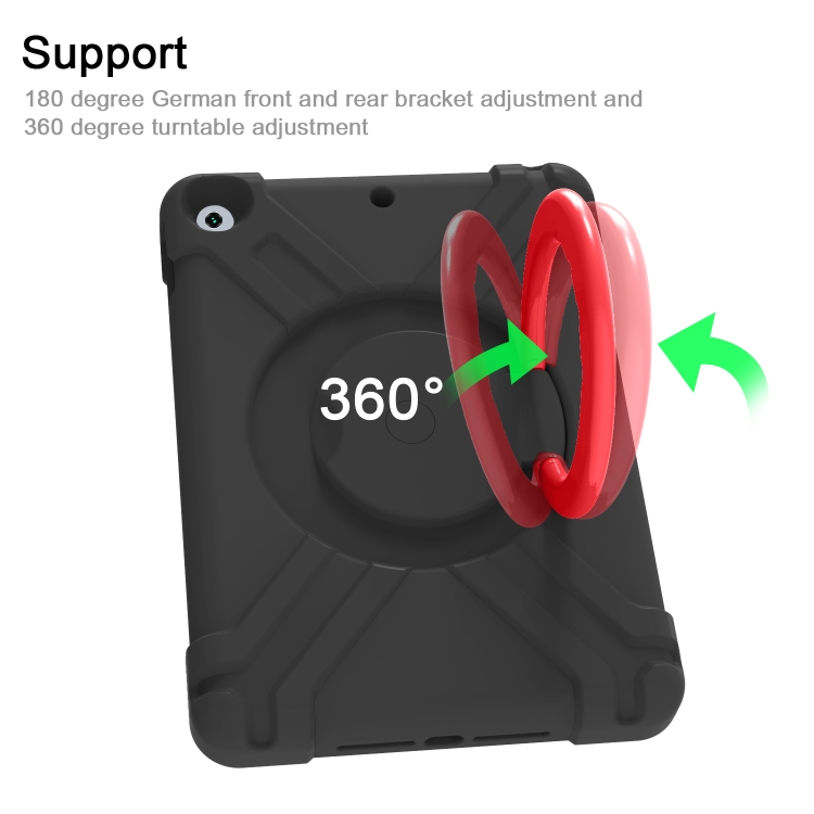 For iPad 10.2 EVA + PC Flat Protective Shell with 360 ° Rotating Bracket(Black+Red) For iPad 10.2 EVA + PC Flat Protective Shell with 360 ° Rotating Bracket(Black+Red)