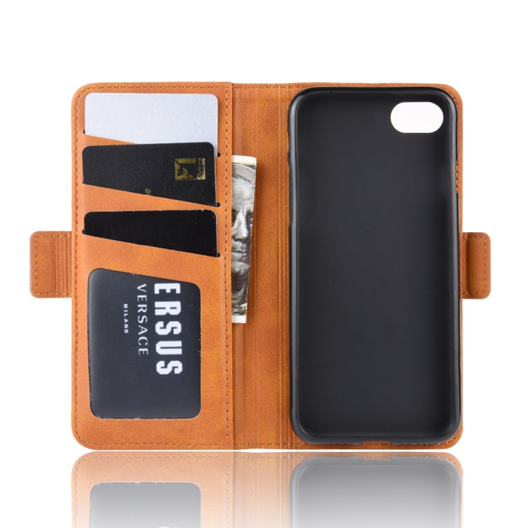 For iPhone SE 2022 / SE 2020 / 8 / 7 Double Buckle Crazy Horse Business Mobile Phone Holster with Card Wallet Bracket Function(Yellow) For iPhone SE 2022 / SE 2020 / 8 / 7 Double Buckle Crazy Horse Business Mobile Phone Holster with Card Wallet Bracket Function(Yellow)