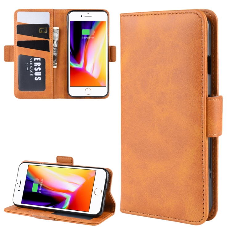 For iPhone SE 2022 / SE 2020 / 8 / 7 Double Buckle Crazy Horse Business Mobile Phone Holster with Card Wallet Bracket Function(Yellow) For iPhone SE 2022 / SE 2020 / 8 / 7 Double Buckle Crazy Horse Business Mobile Phone Holster with Card Wallet Bracket Function(Yellow)