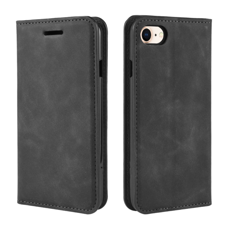 For iPhone SE 2022 / SE 2020 / 8 / 7 Retro-skin Business Magnetic Suction Leather Case with Purse-Bracket-Chuck(Black) For iPhone SE 2022 / SE 2020 / 8 / 7 Retro-skin Business Magnetic Suction Leather Case with Purse-Bracket-Chuck(Black)