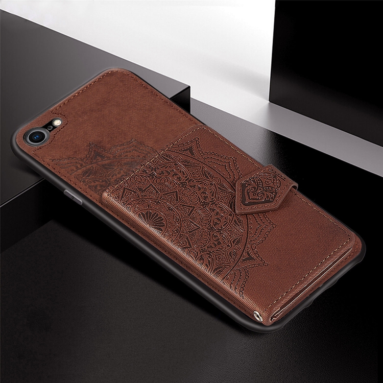 For iPhone SE 2022 / SE 2020 / 8 / 7 Mandala Embossed Magnetic Cloth PU + TPU + PC Case with Holder & Card Slots & Wallet & Photo Frame & Strap(Brown) For iPhone SE 2022 / SE 2020 / 8 / 7 Mandala Embossed Magnetic Cloth PU + TPU + PC Case with Holder & Card Slots & Wallet & Photo Frame & Strap(Brown)
