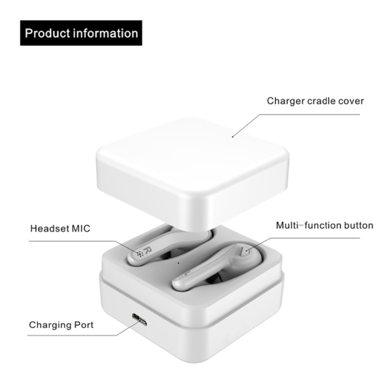 T88 Mini Touch Control Hifi Wireless Bluetooth Earphones TWS Wireless Earbuds with Charger Box(White) T88 Mini Touch Control Hifi Wireless Bluetooth Earphones TWS Wireless Earbuds with Charger Box(White)