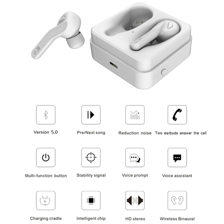 T88 Mini Touch Control Hifi Wireless Bluetooth Earphones TWS Wireless Earbuds with Charger Box(White) T88 Mini Touch Control Hifi Wireless Bluetooth Earphones TWS Wireless Earbuds with Charger Box(White)