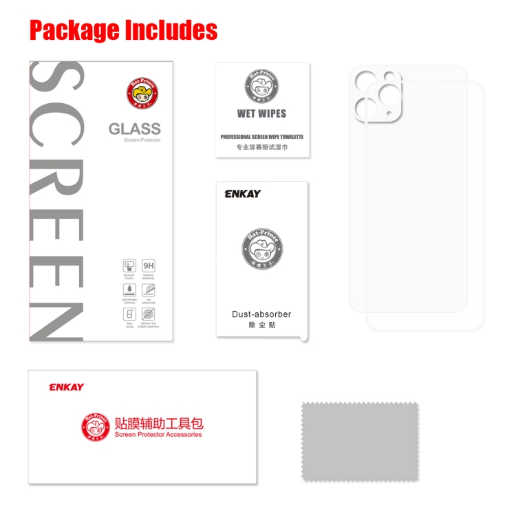 For iPhone 11 Pro Max ENKAY Hat-prince Full Glue 0.26mm 9H 2.5D Front Tempered Glass Full Coverage Film and Black Film with Camera Lens Protector Function(White)