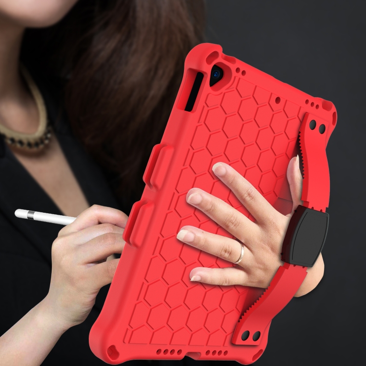 For iPad Air 2019 10.5 Honeycomb Design EVA + PC Four Corner Anti Falling Flat Protective Shell With Straps(Red+Black) For iPad Air 2019 10.5 Honeycomb Design EVA + PC Four Corner Anti Falling Flat Protective Shell With Straps(Red+Black)