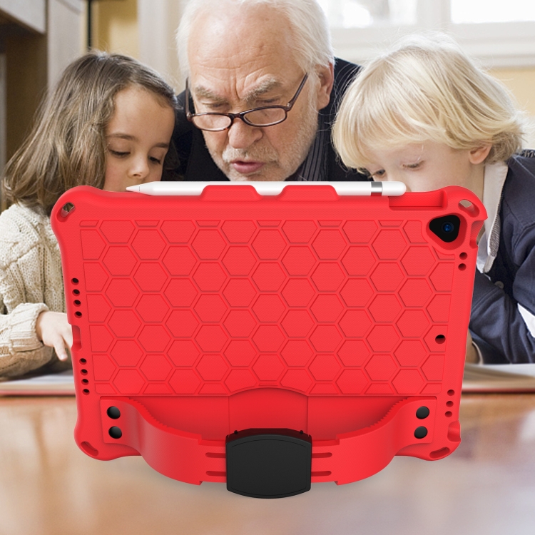 For iPad Air 2019 10.5 Honeycomb Design EVA + PC Four Corner Anti Falling Flat Protective Shell With Straps(Red+Black) For iPad Air 2019 10.5 Honeycomb Design EVA + PC Four Corner Anti Falling Flat Protective Shell With Straps(Red+Black)