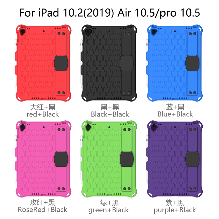 For iPad Air 2019 10.5 Honeycomb Design EVA + PC Four Corner Anti Falling Flat Protective Shell With Straps(Red+Black) For iPad Air 2019 10.5 Honeycomb Design EVA + PC Four Corner Anti Falling Flat Protective Shell With Straps(Red+Black)