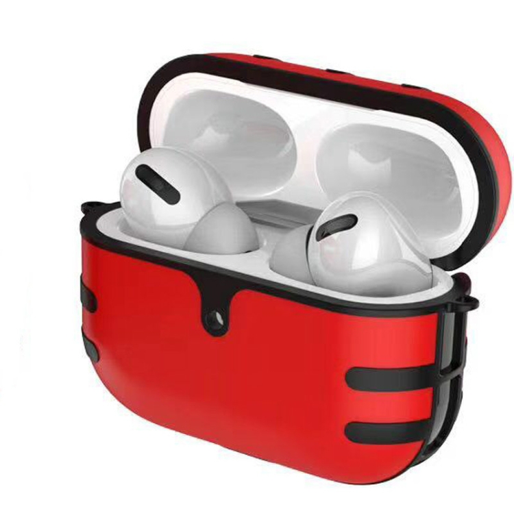 For Apple AirPods Pro Cat Texture Bluetooth Headphone PC Spray Oil Feel TPU Protective Case(Red) For Apple AirPods Pro Cat Texture Bluetooth Headphone PC Spray Oil Feel TPU Protective Case(Red)