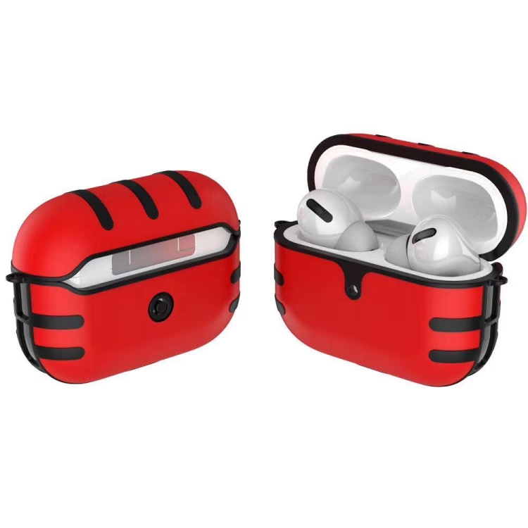 For Apple AirPods Pro Cat Texture Bluetooth Headphone PC Spray Oil Feel TPU Protective Case(Red) For Apple AirPods Pro Cat Texture Bluetooth Headphone PC Spray Oil Feel TPU Protective Case(Red)