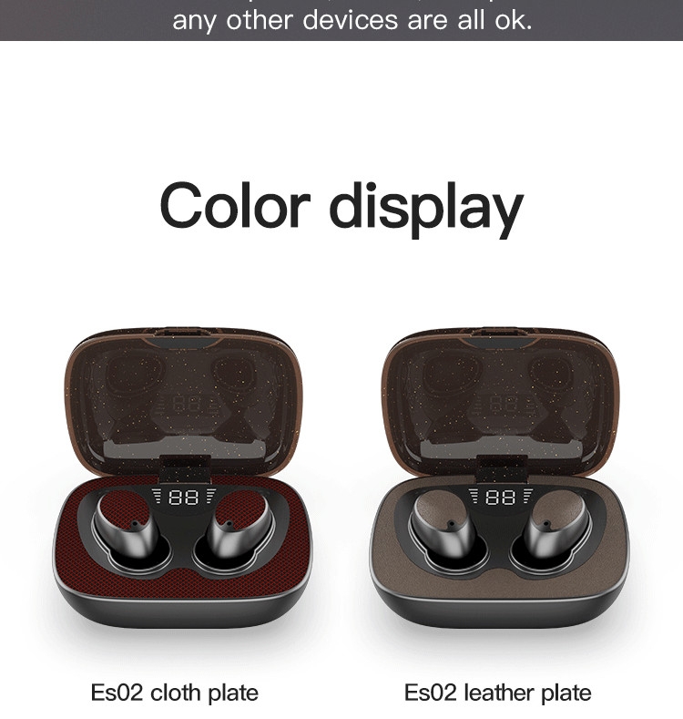 ES02 Bluetooth 5.0+EDR In-ear Stereo Bluetooth Earphone With Digital Display Charging Bin(Patch Version) ES02 Bluetooth 5.0+EDR In-ear Stereo Bluetooth Earphone With Digital Display Charging Bin(Patch Version)