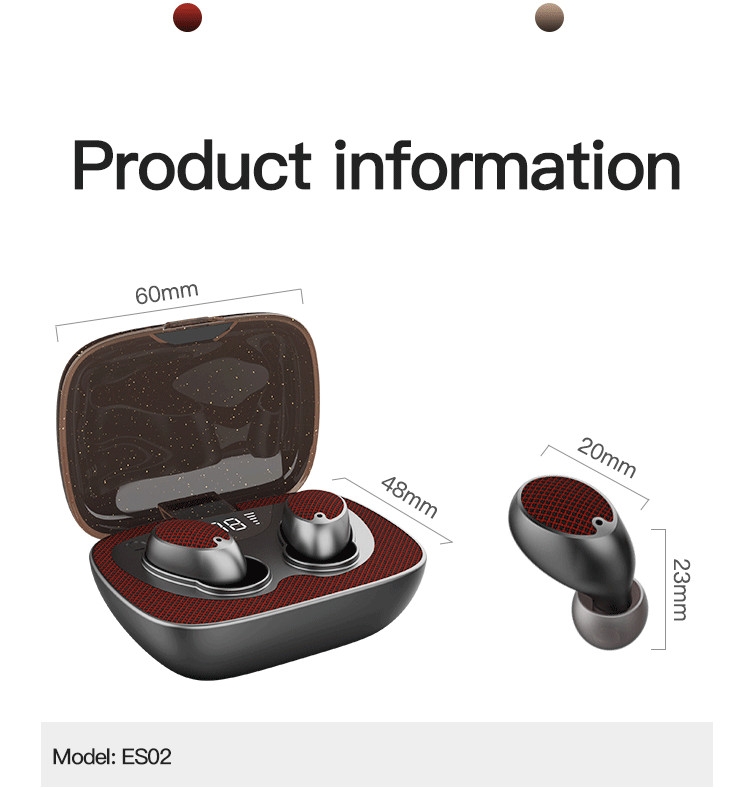 ES02 Bluetooth 5.0+EDR In-ear Stereo Bluetooth Earphone With Digital Display Charging Bin(Patch Version) ES02 Bluetooth 5.0+EDR In-ear Stereo Bluetooth Earphone With Digital Display Charging Bin(Patch Version)