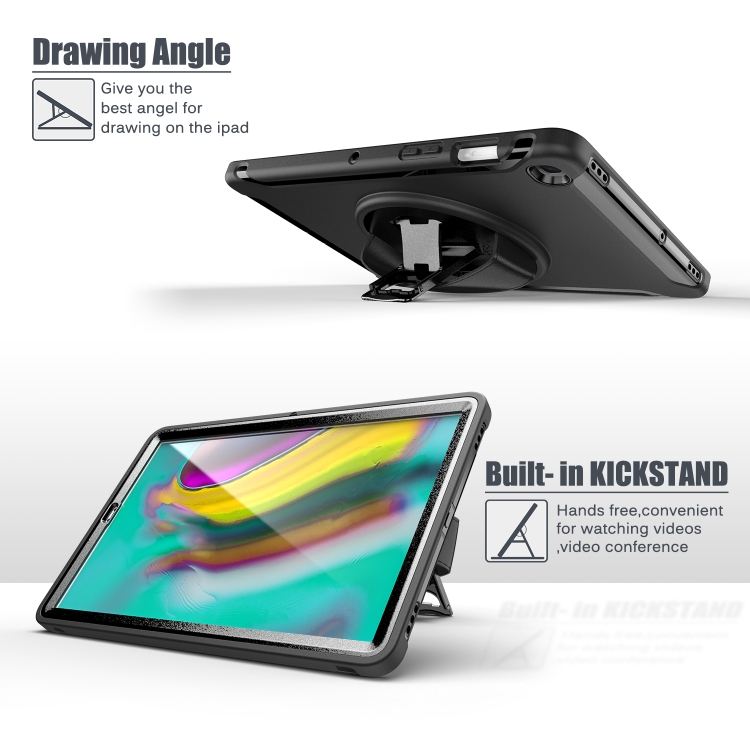For iPad 10.2 2019 360 Degree Rotation PC + Silicone Protective Case with Holder & Hand-strap(Black) For iPad 10.2 2019 360 Degree Rotation PC + Silicone Protective Case with Holder & Hand-strap(Black)