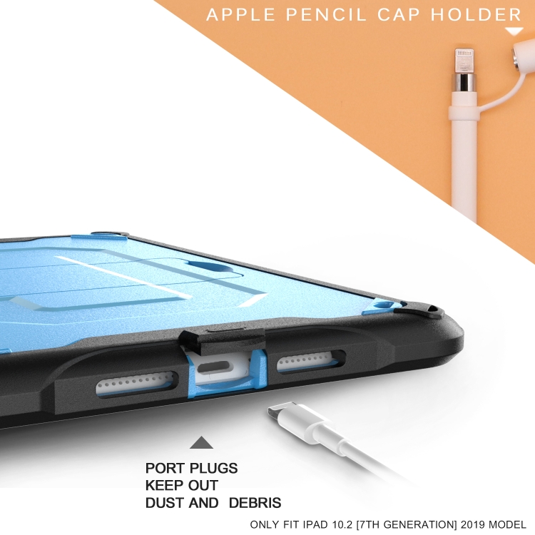 For iPad 10.2 2019 360 Degree Rotation PC + Silicone Protective Case with Holder & Hand-strap(Light Blue) For iPad 10.2 2019 360 Degree Rotation PC + Silicone Protective Case with Holder & Hand-strap(Light Blue)