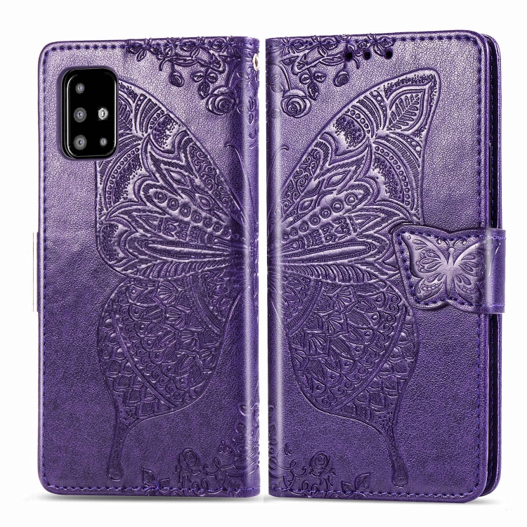 For Galaxy A71 Butterfly Love Flower Embossed Horizontal Flip Leather Case with Bracket / Card Slot / Wallet / Lanyard(Dark Purple) For Galaxy A71 Butterfly Love Flower Embossed Horizontal Flip Leather Case with Bracket / Card Slot / Wallet / Lanyard(Dark Purple)