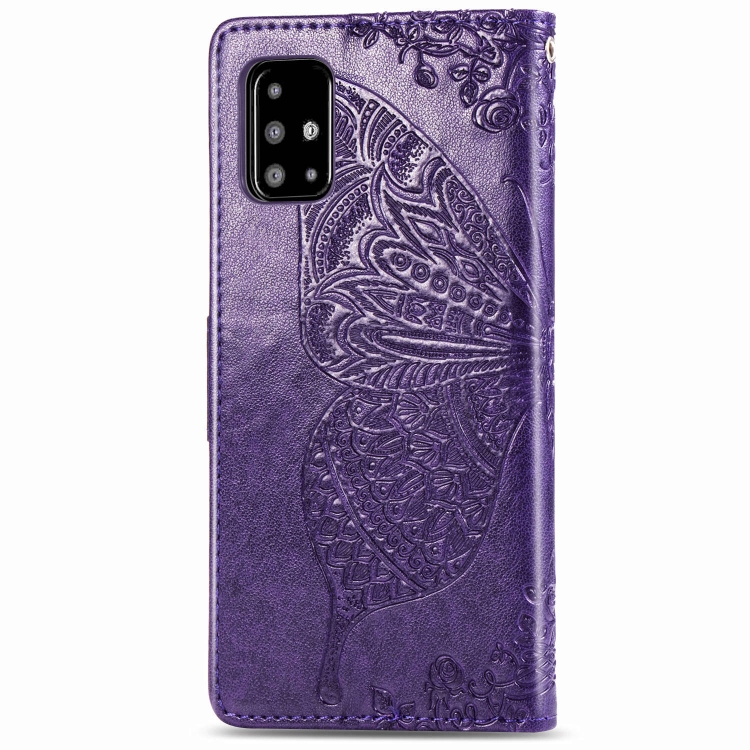 For Galaxy A71 Butterfly Love Flower Embossed Horizontal Flip Leather Case with Bracket / Card Slot / Wallet / Lanyard(Dark Purple) For Galaxy A71 Butterfly Love Flower Embossed Horizontal Flip Leather Case with Bracket / Card Slot / Wallet / Lanyard(Dark Purple)