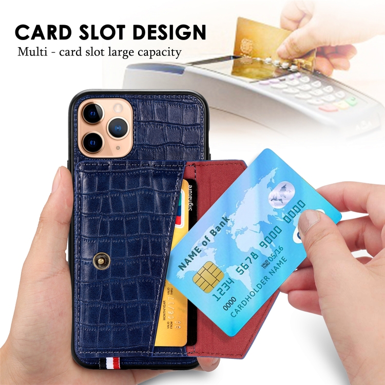 For iPhone 11 Pro Max Crocodile Pattern PU+TPU+PVC Shatter-resistant Mobile Phone Case with Magnetic Invisible Holder & Holder & Card Slots(Sapphire Blue) For iPhone 11 Pro Max Crocodile Pattern PU+TPU+PVC Shatter-resistant Mobile Phone Case with Magnetic Invisible Holder & Holder & Card Slots(Sapphire Blue)