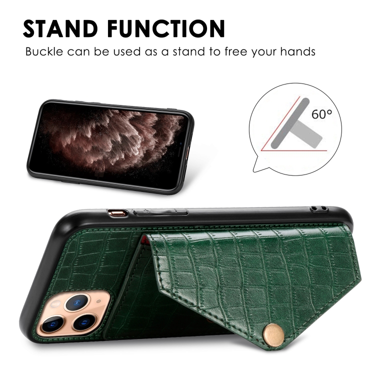 For iPhone 11 Pro Max Crocodile Pattern PU+TPU+PVC Shatter-resistant Mobile Phone Case with Magnetic Invisible Holder & Holder & Card Slots(Sapphire Blue) For iPhone 11 Pro Max Crocodile Pattern PU+TPU+PVC Shatter-resistant Mobile Phone Case with Magnetic Invisible Holder & Holder & Card Slots(Sapphire Blue)
