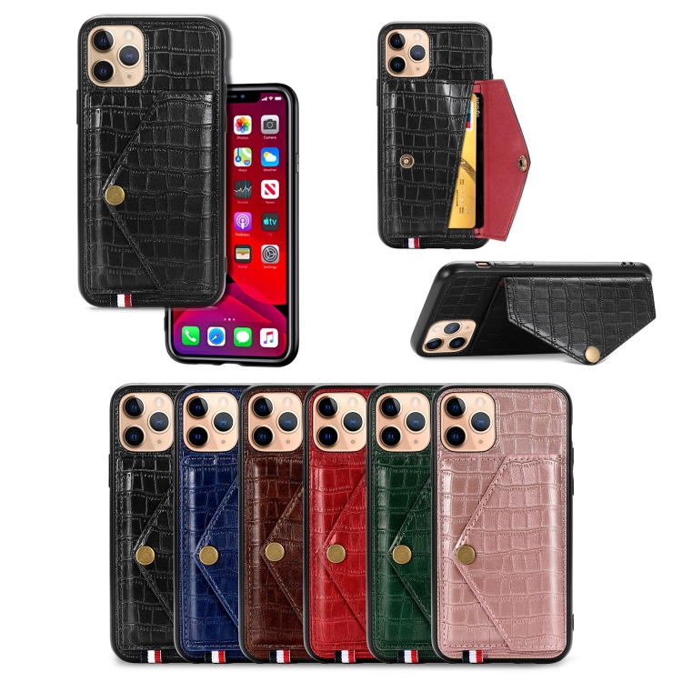 For iPhone 11 Pro Max Crocodile Pattern PU+TPU+PVC Shatter-resistant Mobile Phone Case with Magnetic Invisible Holder & Holder & Card Slots(Sapphire Blue) For iPhone 11 Pro Max Crocodile Pattern PU+TPU+PVC Shatter-resistant Mobile Phone Case with Magnetic Invisible Holder & Holder & Card Slots(Sapphire Blue)