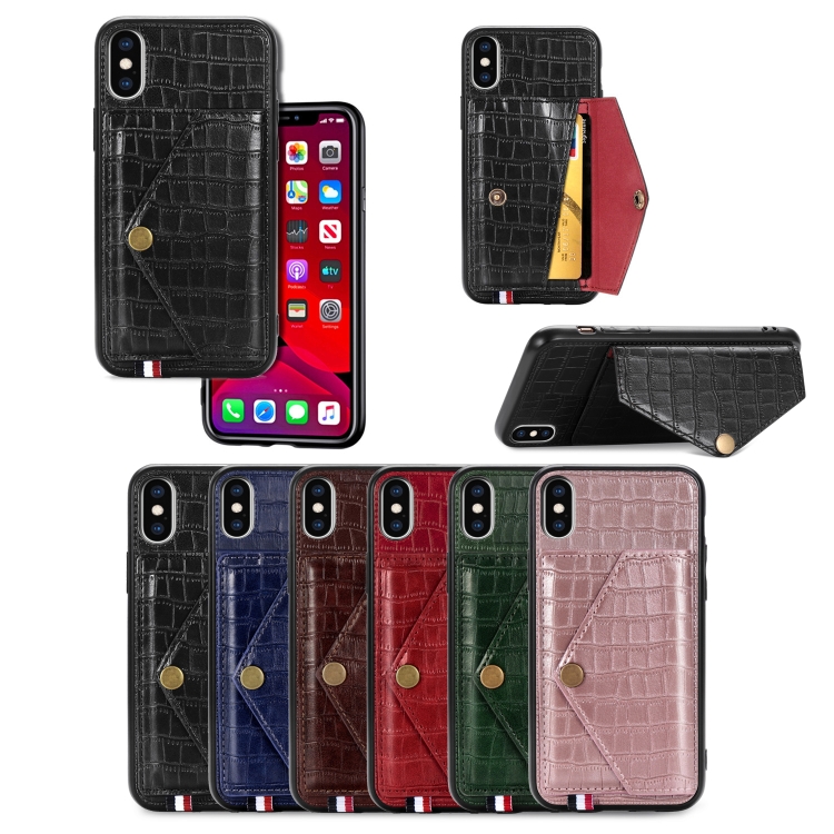 For iPhone XS Max Crocodile Pattern PU+TPU+PVC Shatterresistant Mobile