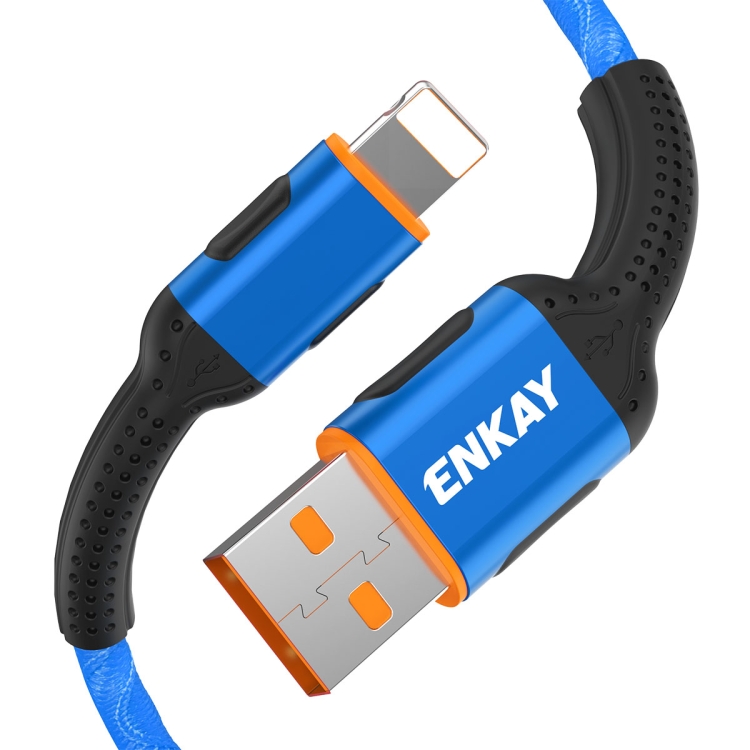 ENKAY ENK-CB203 Cloth Weaving Thread USB to 8 Pin Data Transfer Charging Cable(Blue) ENKAY ENK-CB203 Cloth Weaving Thread USB to 8 Pin Data Transfer Charging Cable(Blue)