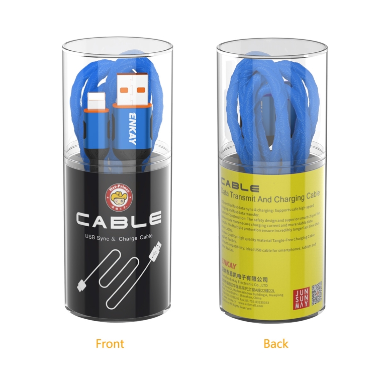 ENKAY ENK-CB203 Cloth Weaving Thread USB to 8 Pin Data Transfer Charging Cable(Blue) ENKAY ENK-CB203 Cloth Weaving Thread USB to 8 Pin Data Transfer Charging Cable(Blue)