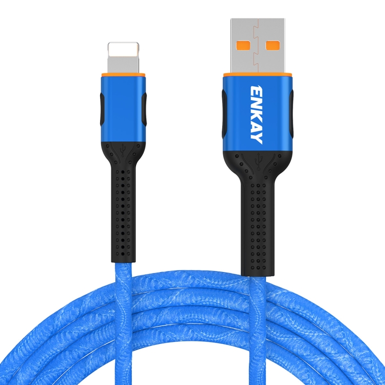 ENKAY ENK-CB203 Cloth Weaving Thread USB to 8 Pin Data Transfer Charging Cable(Blue) ENKAY ENK-CB203 Cloth Weaving Thread USB to 8 Pin Data Transfer Charging Cable(Blue)