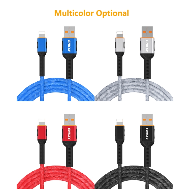 ENKAY ENK-CB203 Cloth Weaving Thread USB to 8 Pin Data Transfer Charging Cable(Blue) ENKAY ENK-CB203 Cloth Weaving Thread USB to 8 Pin Data Transfer Charging Cable(Blue)