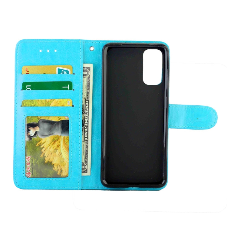 For Galaxy S20 Crazy Horse Texture Leather Horizontal Flip Protective Case with Holder & Card Slots & Wallet & Photo Frame(Baby Blue)