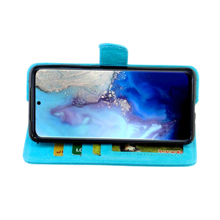 For Galaxy S20 Crazy Horse Texture Leather Horizontal Flip Protective Case with Holder & Card Slots & Wallet & Photo Frame(Baby Blue)
