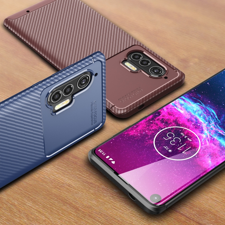 Motorola Edge Plus 탄소 섬유 질감 충격 방지 TPU 케이스 (블랙)
