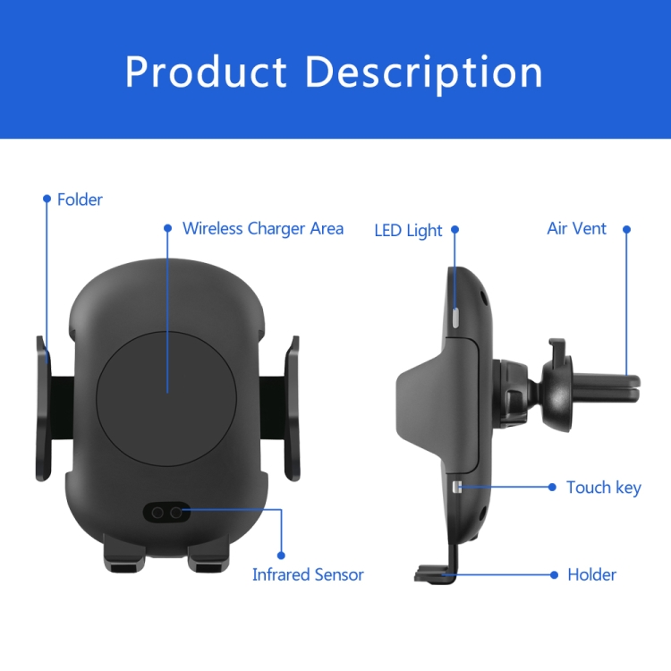 Infrared Induction Car Wireless Charger Dual Legs Air Outlet Holder for iPhone 11 / 11 Pro / 11 Pro Max / X / XR / 8 / 8 Plus, Galaxy S20 / S20+ / S10 / S9 / S8 / S7 Infrared Induction Car Wireless Charger Dual Legs Air Outlet Holder for iPhone 11 / 11 Pro / 11 Pro Max / X / XR / 8 / 8 Plus, Galaxy S20 / S20+ / S10 / S9 / S8 / S7