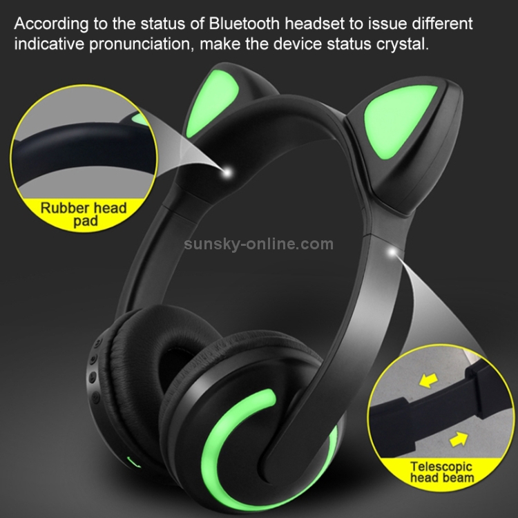 ZW19 LED 7 couleurs lumière Bluetooth stéréo casque sans fil oreille de  chat clignotant brillant casque de jeu écouteur (lapin fille)