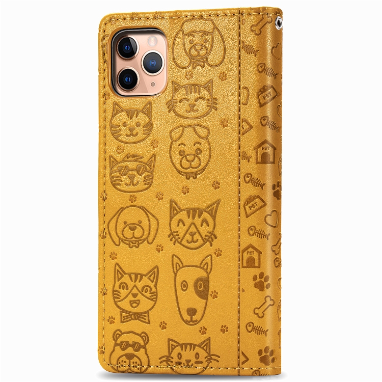 For iPhone 11 Pro Max Cute Cat and Dog Embossed Horizontal Flip PU Leather Case with Holder / Card Slot / Wallet / Lanyard(Yellow) For iPhone 11 Pro Max Cute Cat and Dog Embossed Horizontal Flip PU Leather Case with Holder / Card Slot / Wallet / Lanyard(Yellow)