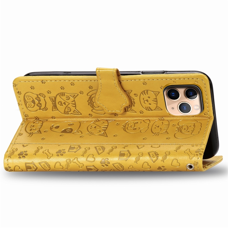 For iPhone 11 Pro Max Cute Cat and Dog Embossed Horizontal Flip PU Leather Case with Holder / Card Slot / Wallet / Lanyard(Yellow) For iPhone 11 Pro Max Cute Cat and Dog Embossed Horizontal Flip PU Leather Case with Holder / Card Slot / Wallet / Lanyard(Yellow)