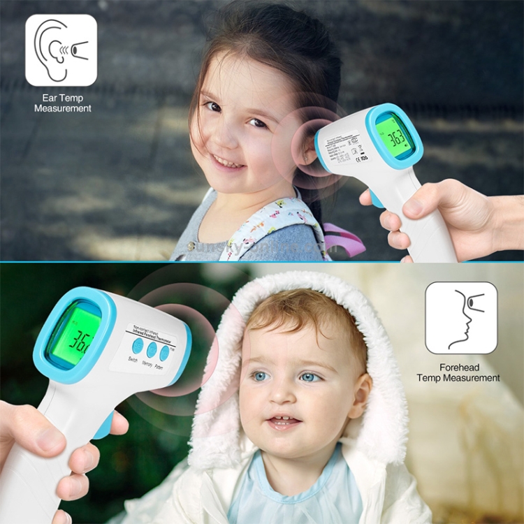 Thermomètre frontal électronique sans contact portatif infrarouge Écran LCD  pour enfant/adulte/Bébé