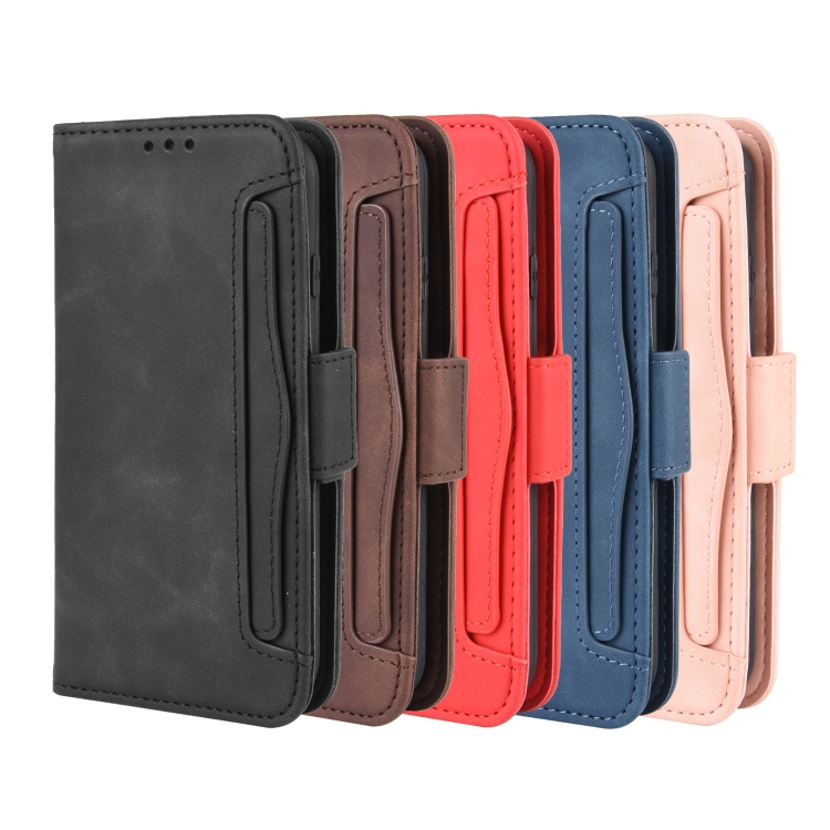 For iPhone SE 2022 / SE 2020 Wallet Style Skin Feel Calf Pattern Leather Case ，with Separate Card Slot(Black)