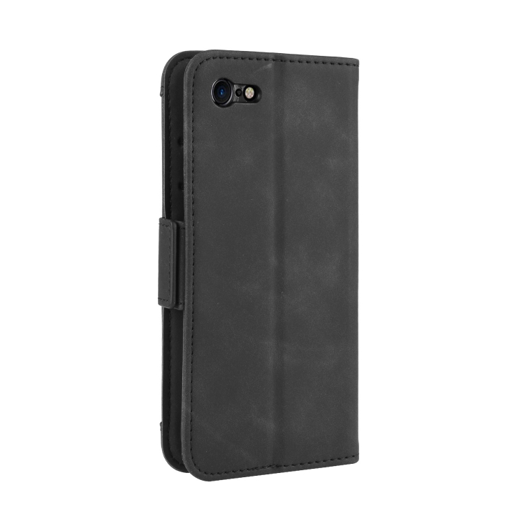 For iPhone SE 2022 / SE 2020 Wallet Style Skin Feel Calf Pattern Leather Case ，with Separate Card Slot(Black)