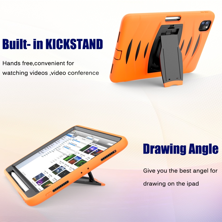 For iPad Pro 11 inch (2020) 3-Layer Plastic + Rubber Armor Defender Protection ShockProof Heavy Duty Rugged Protective Tablet Case with Holder & Pen Slot(Orange) For iPad Pro 11 inch (2020) 3-Layer Plastic + Rubber Armor Defender Protection ShockProof Heavy Duty Rugged Protective Tablet Case with Holder & Pen Slot(Orange)