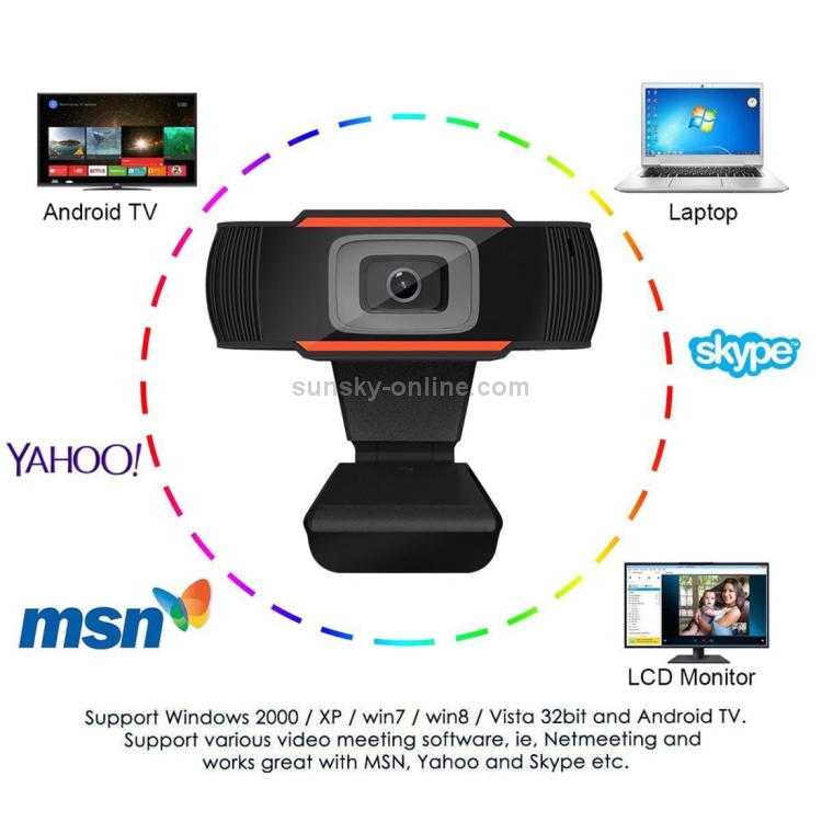 Webcam 480P PC para Skype Android TV Cámara giratoria para computadora Cámara web USB