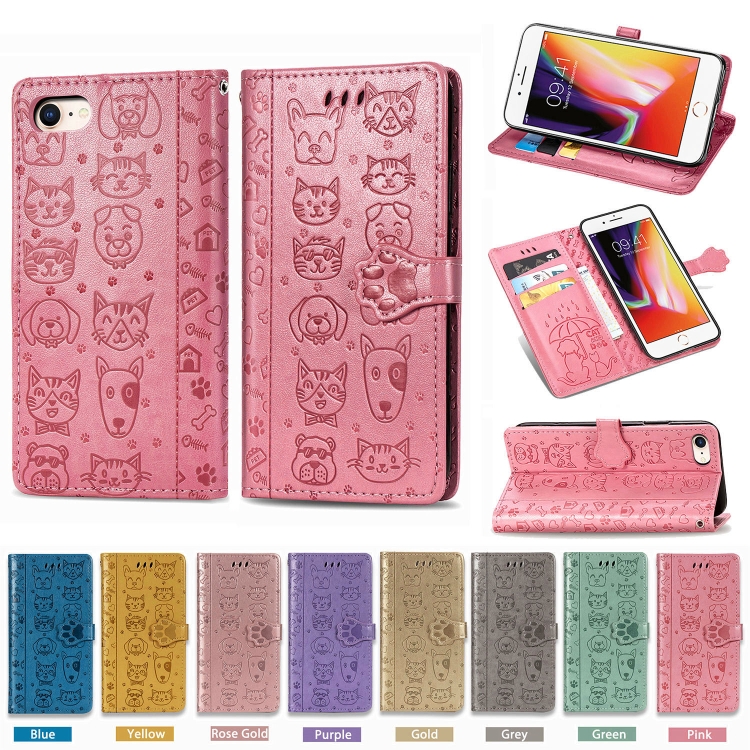 For iPhone SE 2022 / SE 2020 Cute Cat and Dog Embossed Horizontal Flip Leather Case with Bracket / Card Slot / Wallet / Lanyard(Blue) For iPhone SE 2022 / SE 2020 Cute Cat and Dog Embossed Horizontal Flip Leather Case with Bracket / Card Slot / Wallet / Lanyard(Blue)