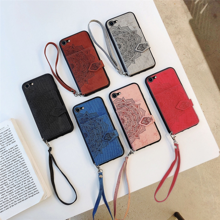 For iPhone SE 2022 / SE 2020 Mandala Embossed Magnetic Cloth PU + TPU + PC Case with Holder & Card Slots & Wallet & Photo Frame & Strap(Rose Gold) For iPhone SE 2022 / SE 2020 Mandala Embossed Magnetic Cloth PU + TPU + PC Case with Holder & Card Slots & Wallet & Photo Frame & Strap(Rose Gold)