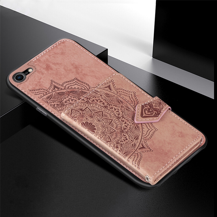 For iPhone SE 2022 / SE 2020 Mandala Embossed Magnetic Cloth PU + TPU + PC Case with Holder & Card Slots & Wallet & Photo Frame & Strap(Rose Gold) For iPhone SE 2022 / SE 2020 Mandala Embossed Magnetic Cloth PU + TPU + PC Case with Holder & Card Slots & Wallet & Photo Frame & Strap(Rose Gold)