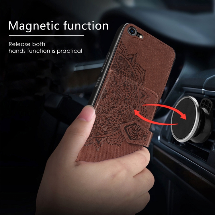 For iPhone SE 2022 / SE 2020 Mandala Embossed Magnetic Cloth PU + TPU + PC Case with Holder & Card Slots & Wallet & Photo Frame & Strap(Rose Gold) For iPhone SE 2022 / SE 2020 Mandala Embossed Magnetic Cloth PU + TPU + PC Case with Holder & Card Slots & Wallet & Photo Frame & Strap(Rose Gold)