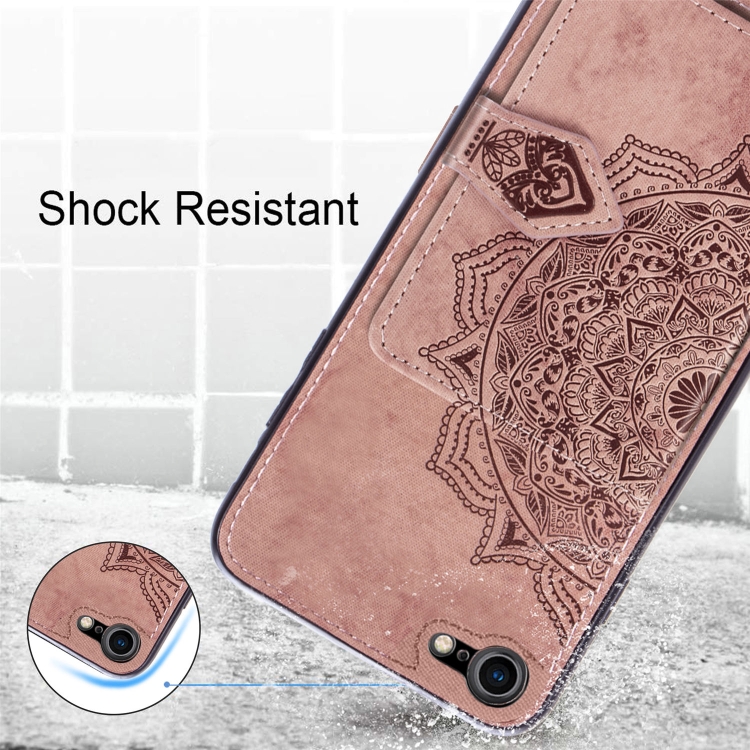 For iPhone SE 2022 / SE 2020 Mandala Embossed Magnetic Cloth PU + TPU + PC Case with Holder & Card Slots & Wallet & Photo Frame & Strap(Rose Gold) For iPhone SE 2022 / SE 2020 Mandala Embossed Magnetic Cloth PU + TPU + PC Case with Holder & Card Slots & Wallet & Photo Frame & Strap(Rose Gold)